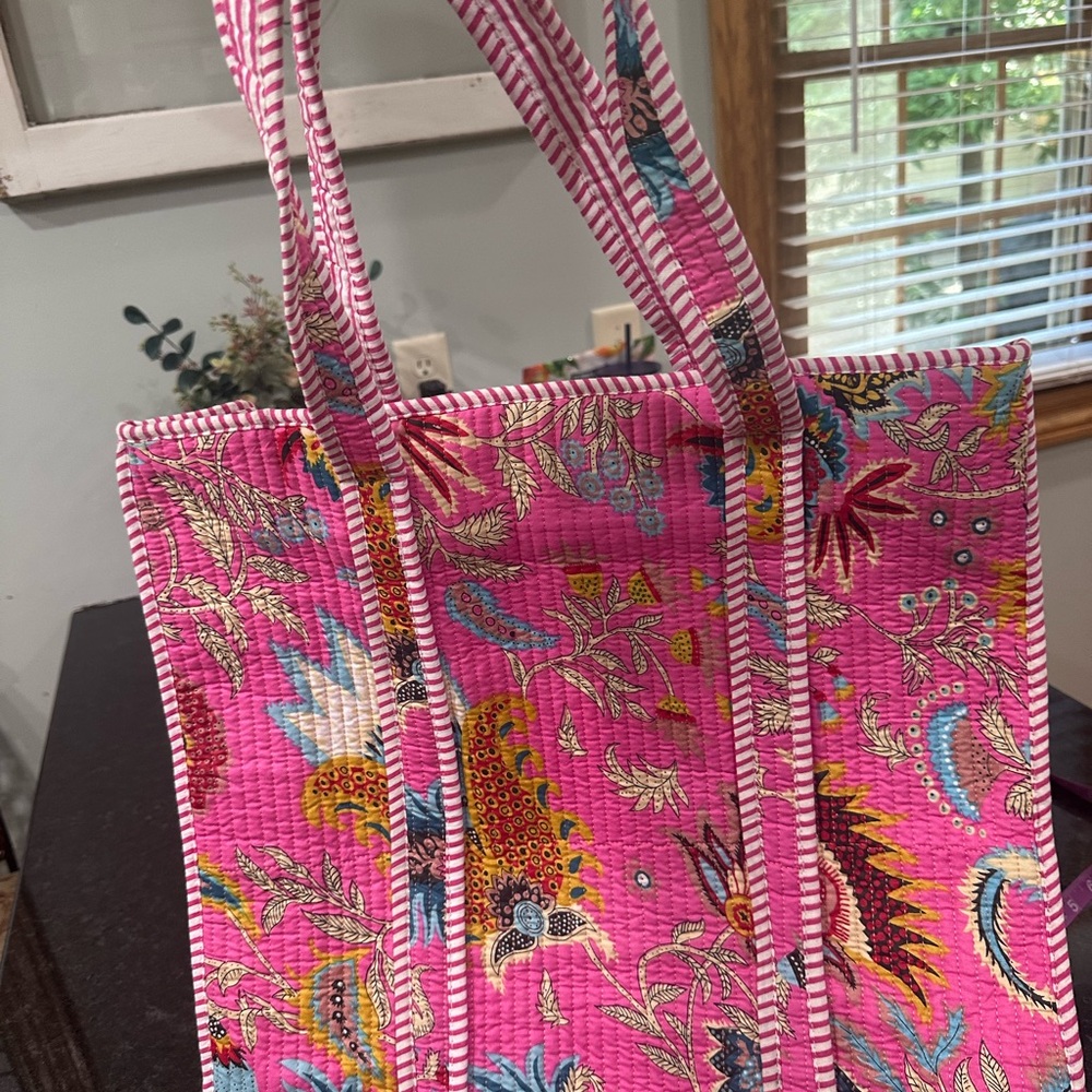 Pink Floral Tote Bag